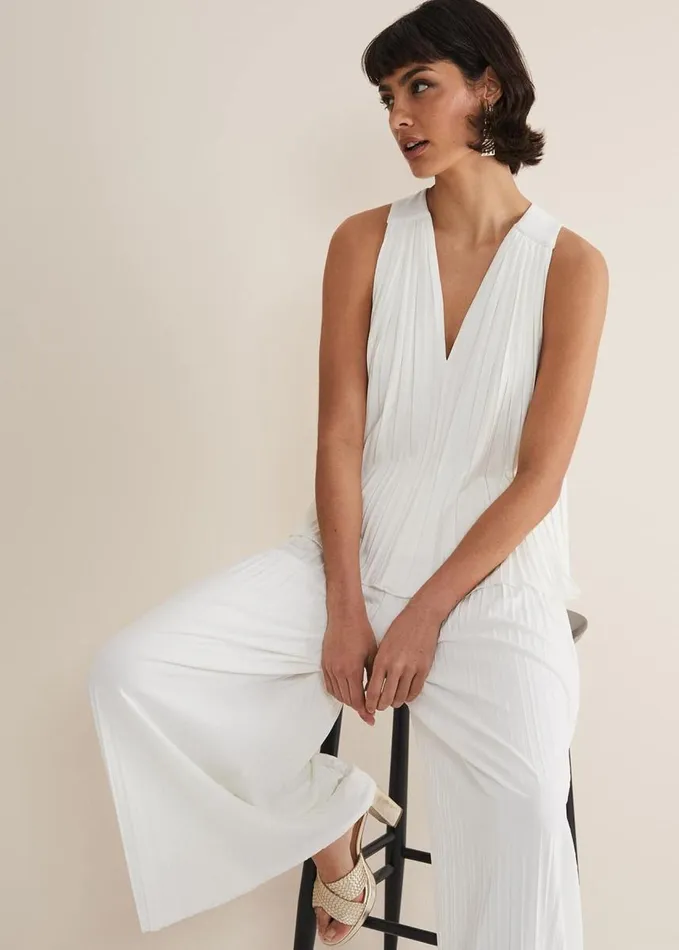 Phase Eight Winona Pleated Trousers Ivory Women Trousers