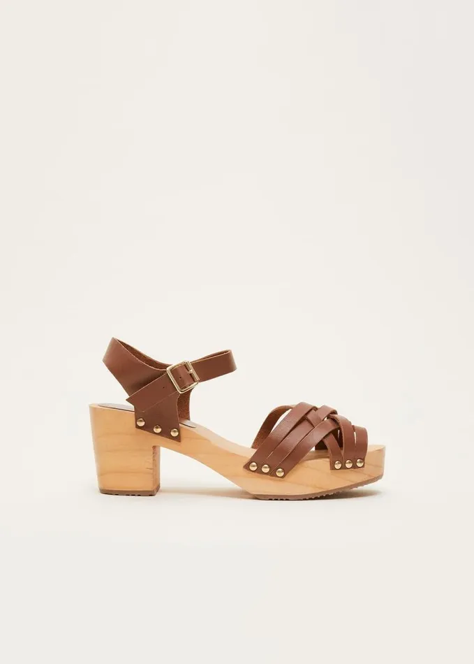 Phase Eight Woven Clog Heel Sandal Tan Women Heels