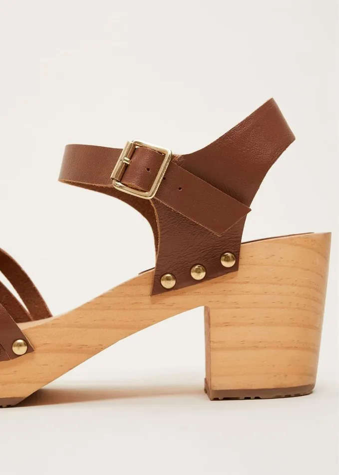 Phase Eight Woven Clog Heel Sandal Tan Women Heels