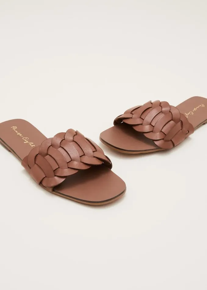 Phase Eight Woven Flat Sandal Tan Women Flats