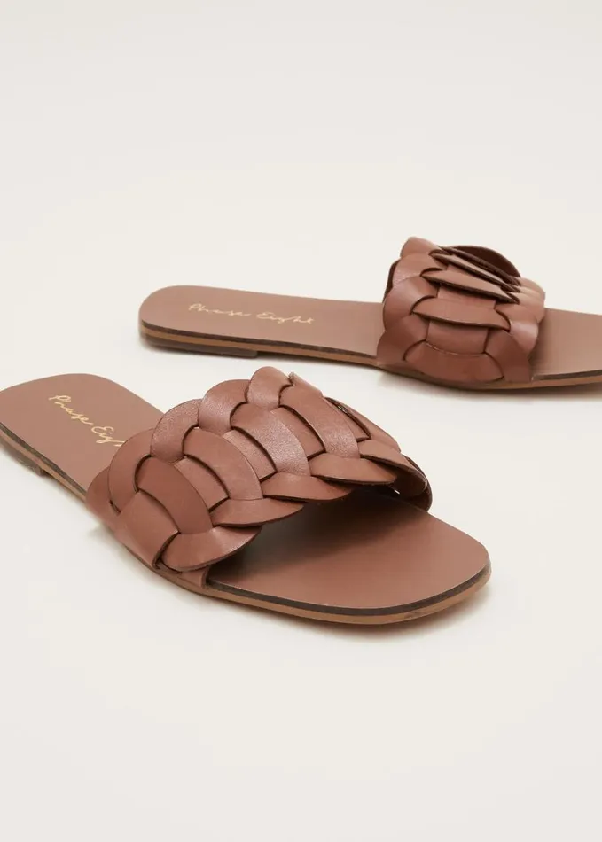 Phase Eight Woven Flat Sandal Tan Women Flats