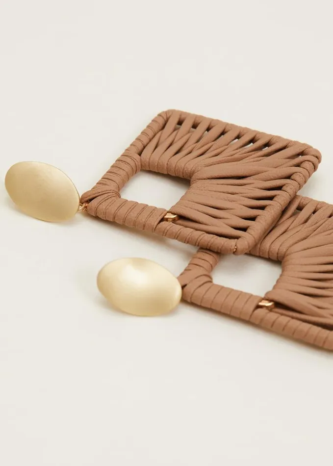 Phase Eight Woven Square Drop Earrings Putty Women Jewellery