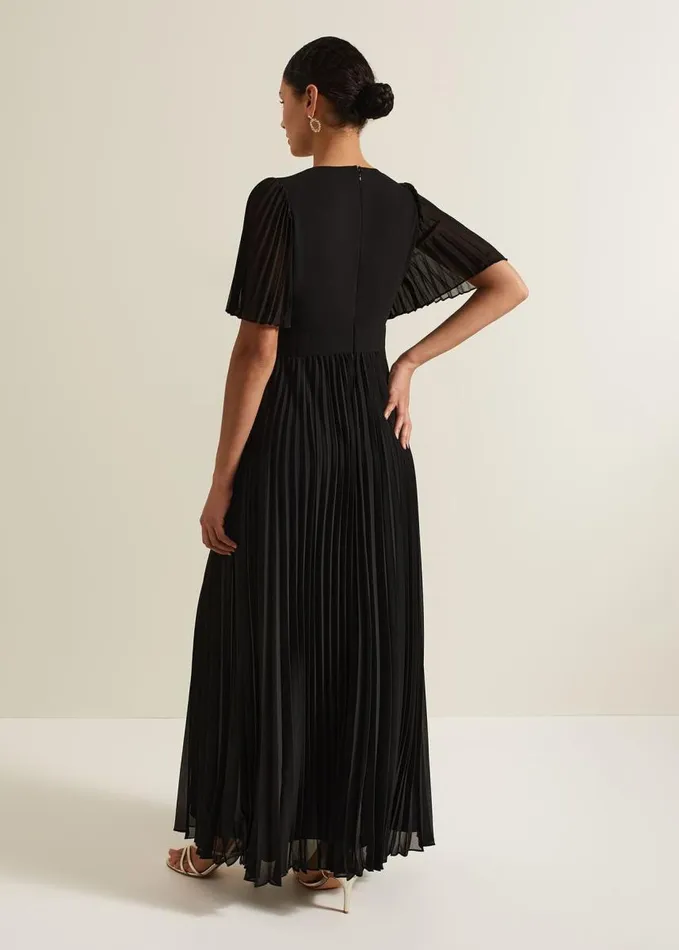 Phase Eight Yasmina Pleated Maxi Dress Black Women Dresses