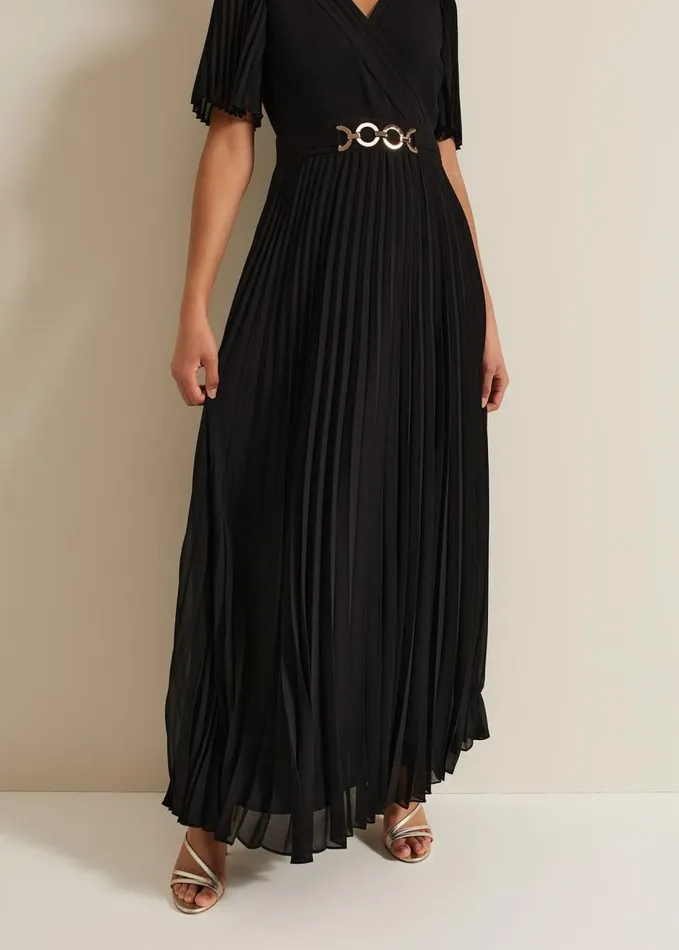 Phase Eight Yasmina Pleated Maxi Dress Black Women Dresses
