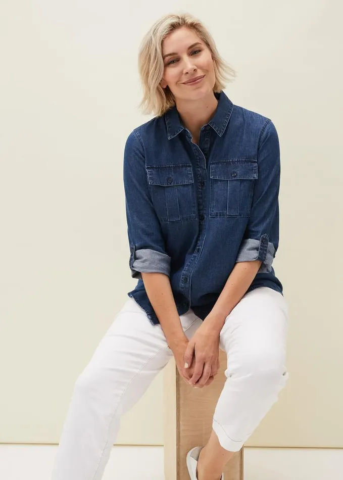 Phase Eight Zen Denim Over Shirt Indigo Women Shirts and Blouses