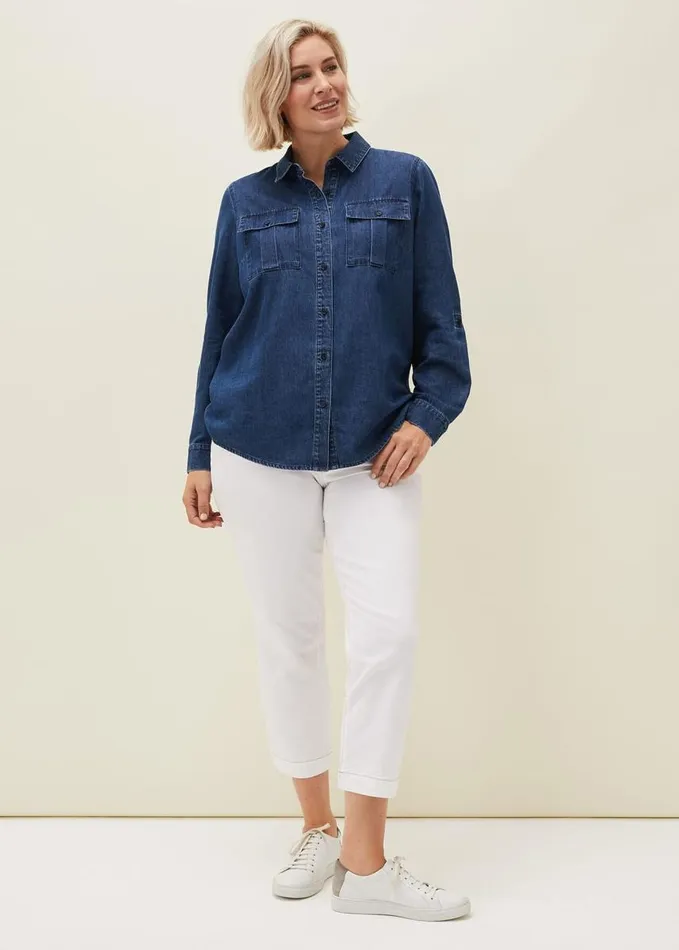 Phase Eight Zen Denim Over Shirt Indigo Women Shirts and Blouses