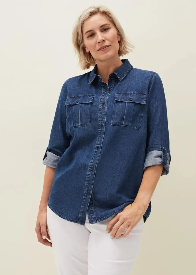 Phase Eight Zen Denim Over Shirt Indigo Women Shirts and Blouses
