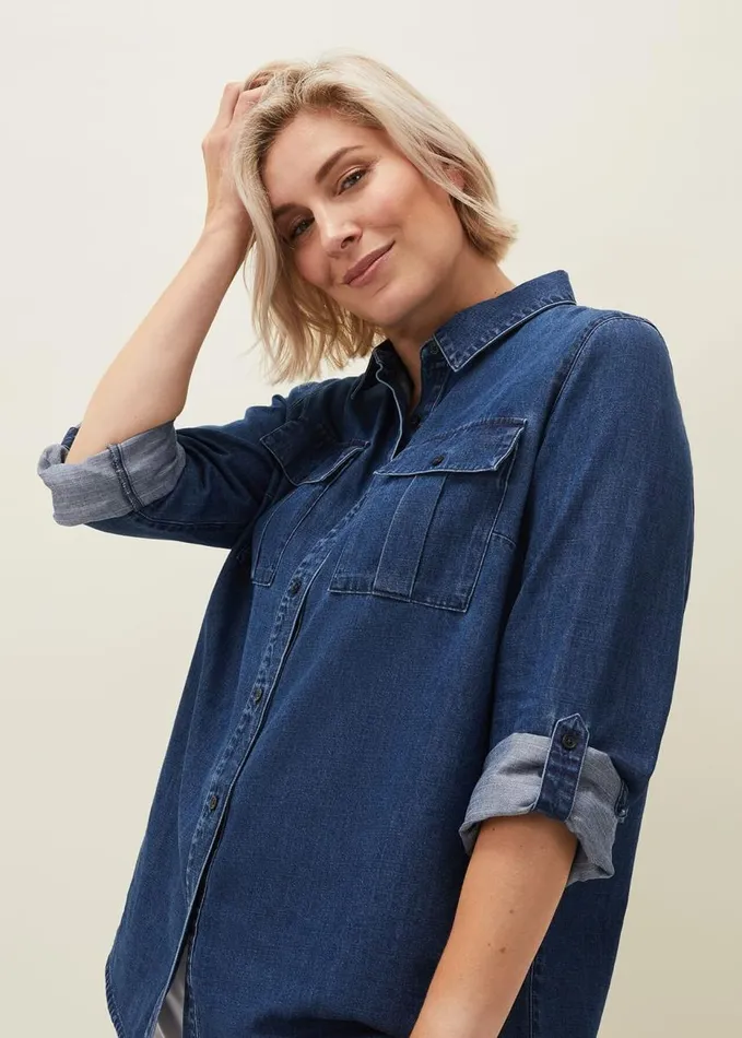 Phase Eight Zen Denim Over Shirt Indigo Women Shirts and Blouses