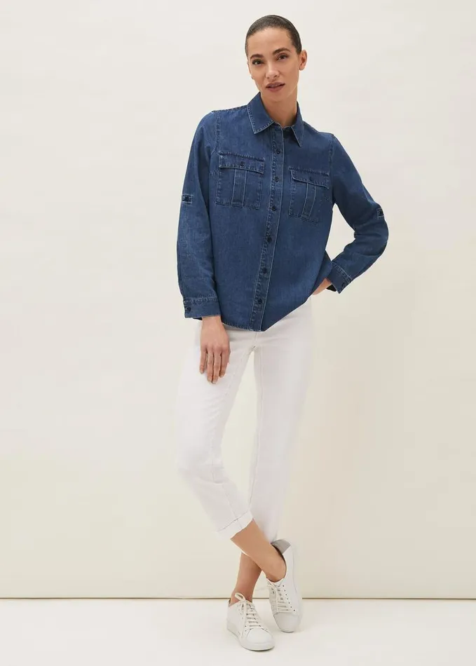 Phase Eight Zen Denim Over Shirt Indigo Women Shirts and Blouses