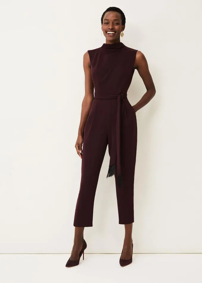 Phase Eight Zinnia Cowl Neck Jumpsuit Wine Women Dresses