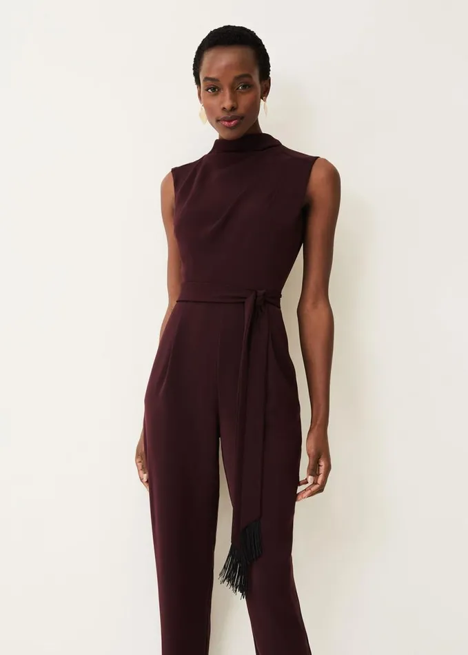 Phase Eight Zinnia Cowl Neck Jumpsuit Wine Women Dresses