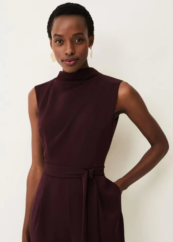 Phase Eight Zinnia Cowl Neck Jumpsuit Wine Women Dresses