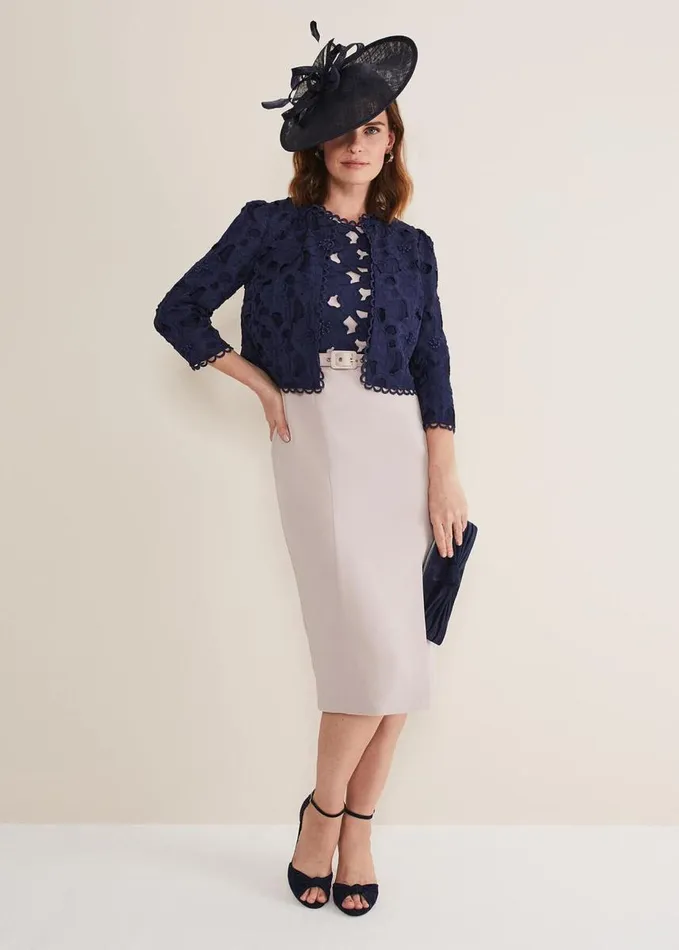 Phase Eight Zita Lace Jacket Navy Women Jackets