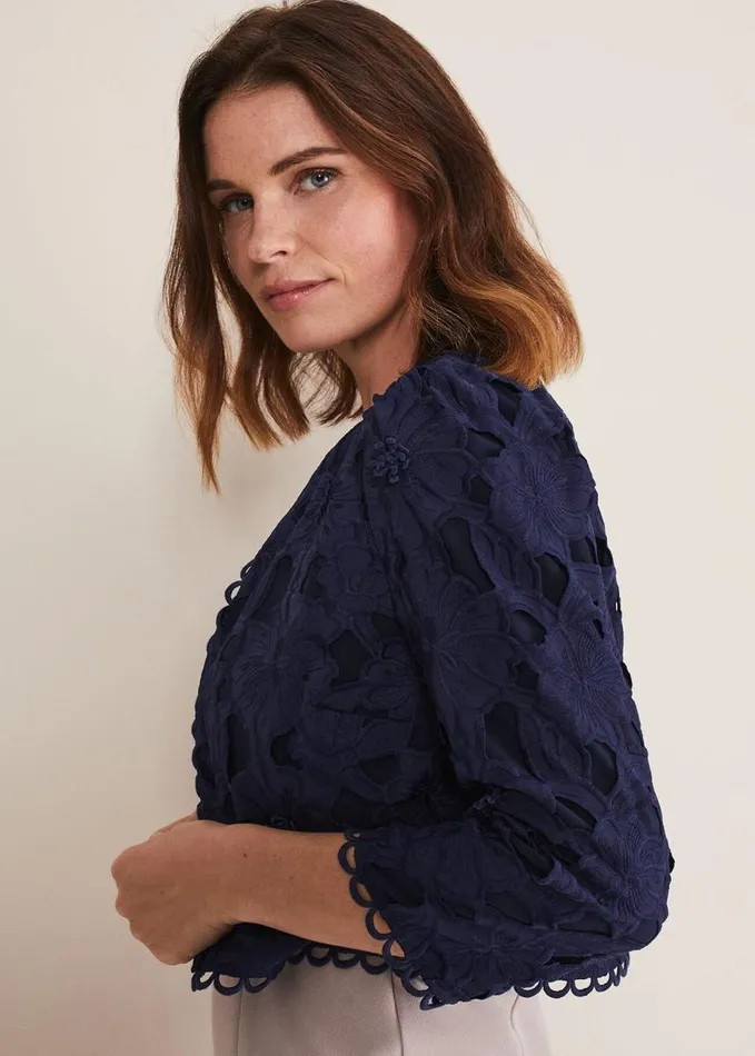 Phase Eight Zita Lace Jacket Navy Women Jackets