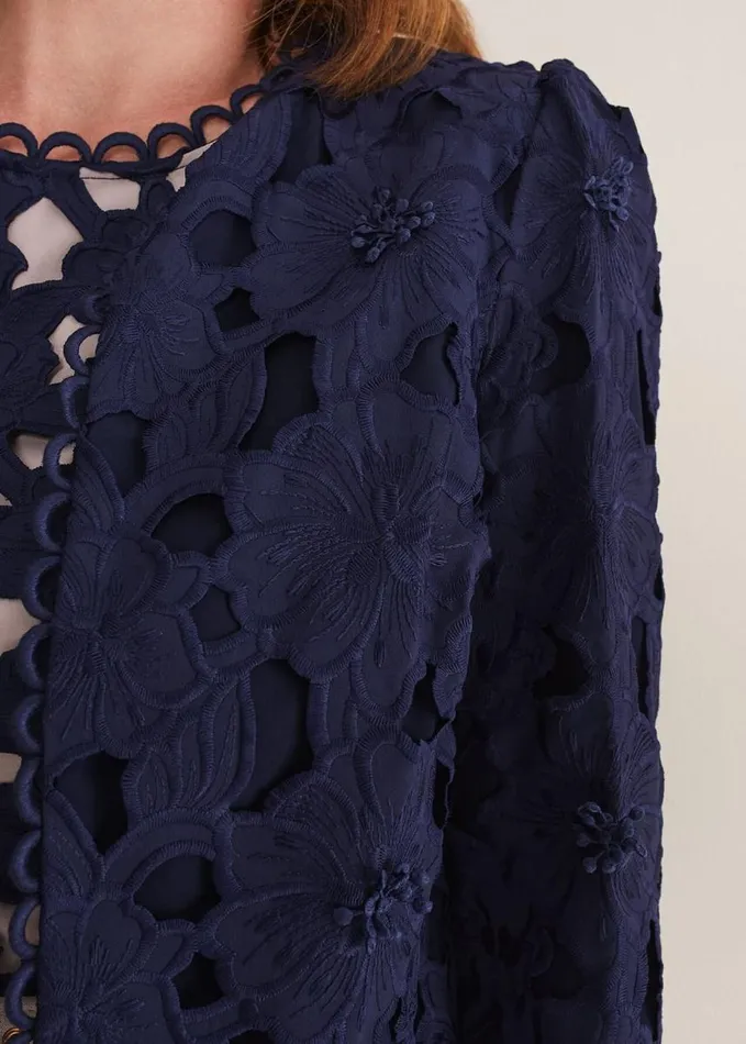 Phase Eight Zita Lace Jacket Navy Women Jackets