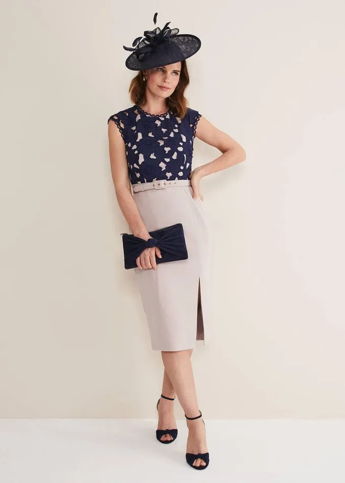 Phase Eight Zita Lace Sleeveless Dress Lattenavy Women Dresses