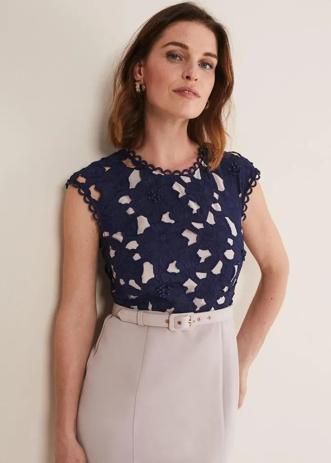 Phase Eight Zita Lace Sleeveless Dress Lattenavy Women Dresses