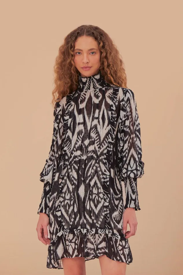Pineapple Ikat Black Mini Dress Women Farm Rio Mini Dresses