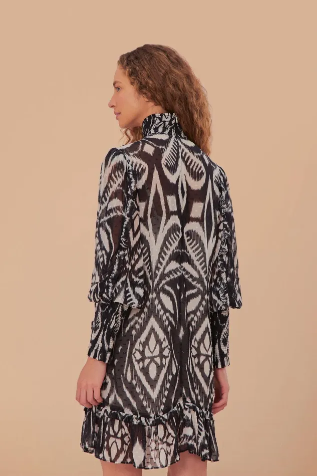 Pineapple Ikat Black Mini Dress Women Farm Rio Mini Dresses