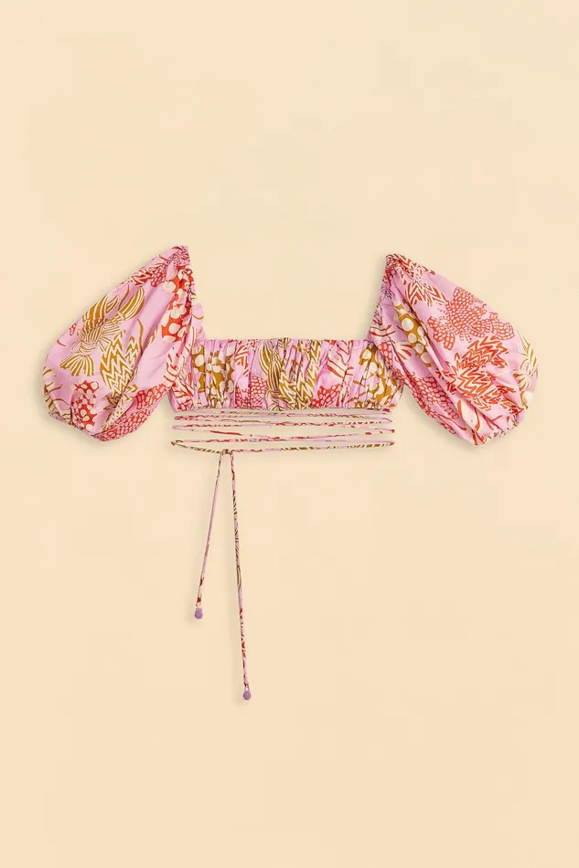 Pink Mixed Lobsters Top Women Farm Rio Crop Tops