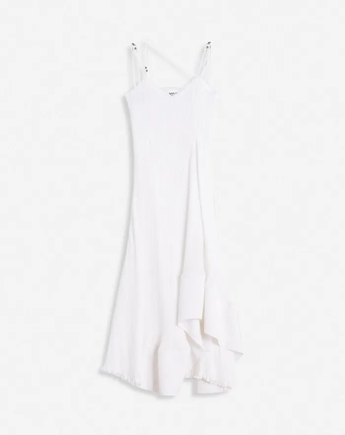 Pleated Dress With Straps Off White Women Lanvin Dresses