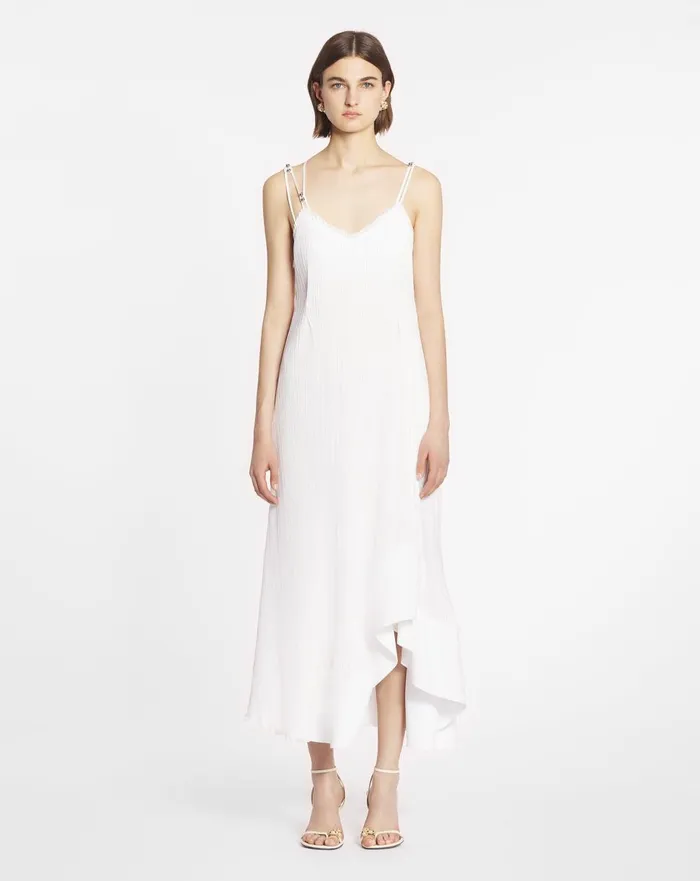 Pleated Dress With Straps Off White Women Lanvin Dresses