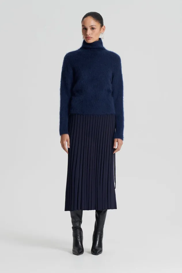 PLEATED RIB SKIRT 16 NAVY Skirts Scanlan Theodore Women