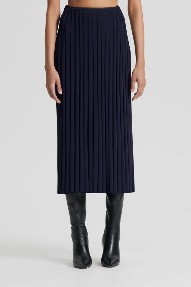 PLEATED RIB SKIRT 16 NAVY Skirts Scanlan Theodore Women