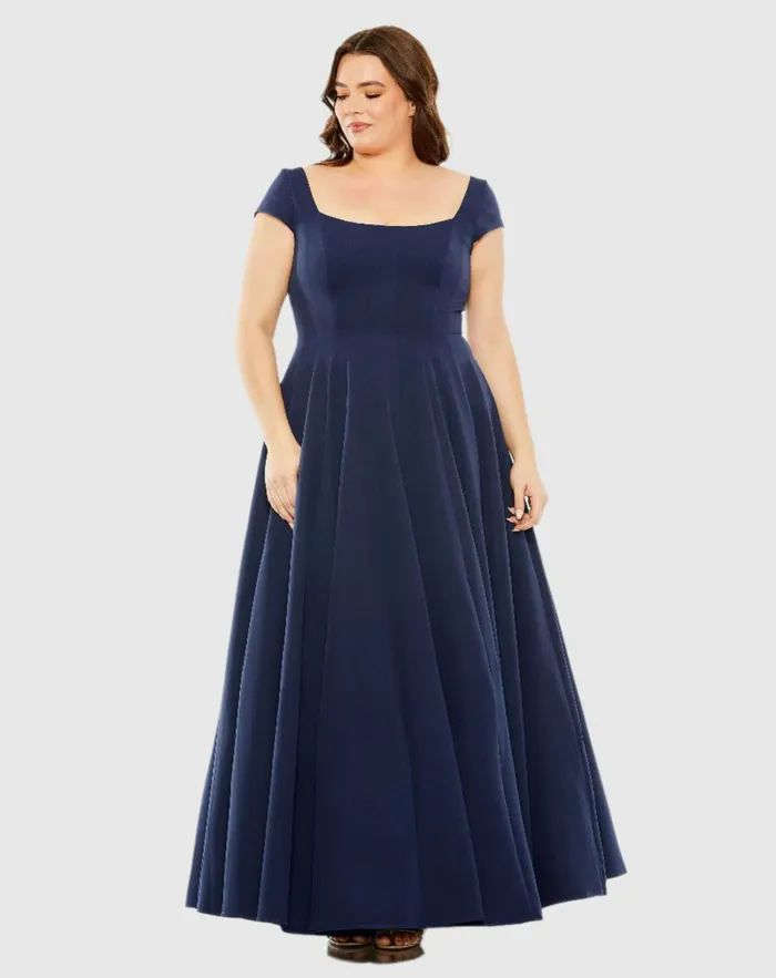 Plus Size Dresses Cap Sleeve Square Neck Dress Midnight Mac Duggal Women