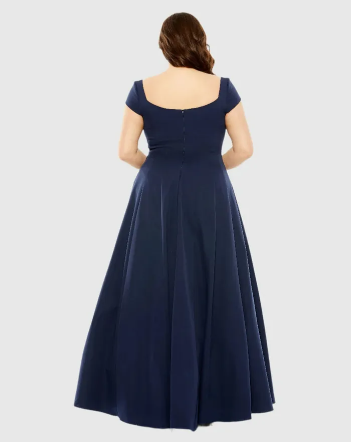 Plus Size Dresses Cap Sleeve Square Neck Dress Midnight Mac Duggal Women