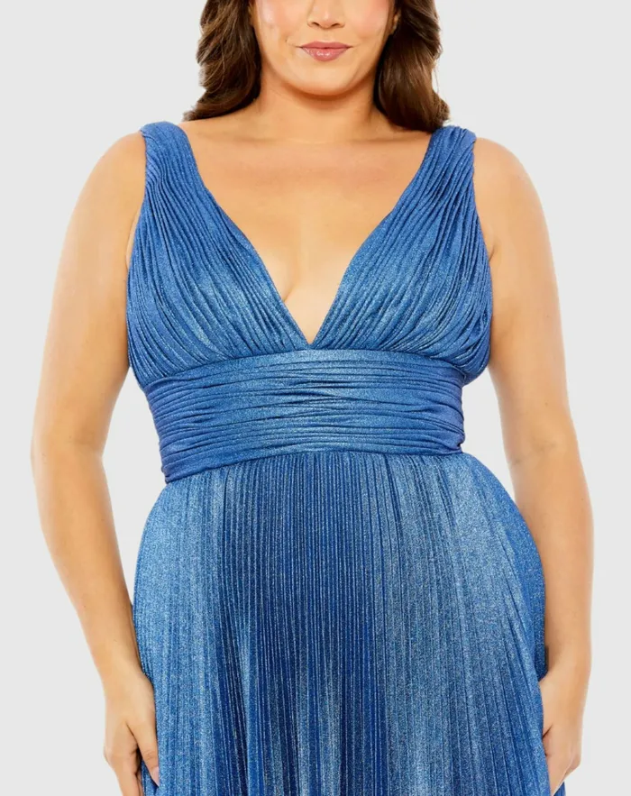 Plus Size Dresses Women Mac Duggal VNeck Ombre Pleated Gown Sapphire Ombre Plus Size Dresses Women Mac Duggal VNeck Ombre Pleated Gown Sapphire Ombre