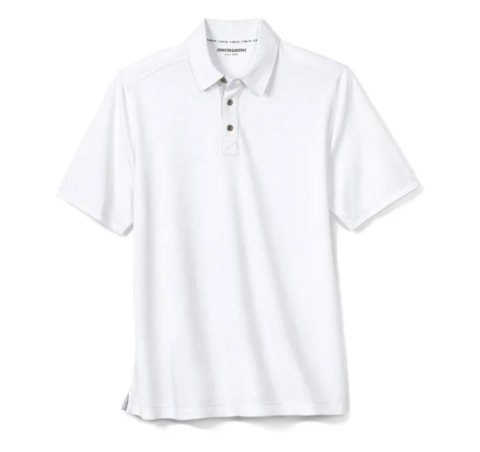Polos and Tees Men Johnston and Murphy Vintage Slub Polo White