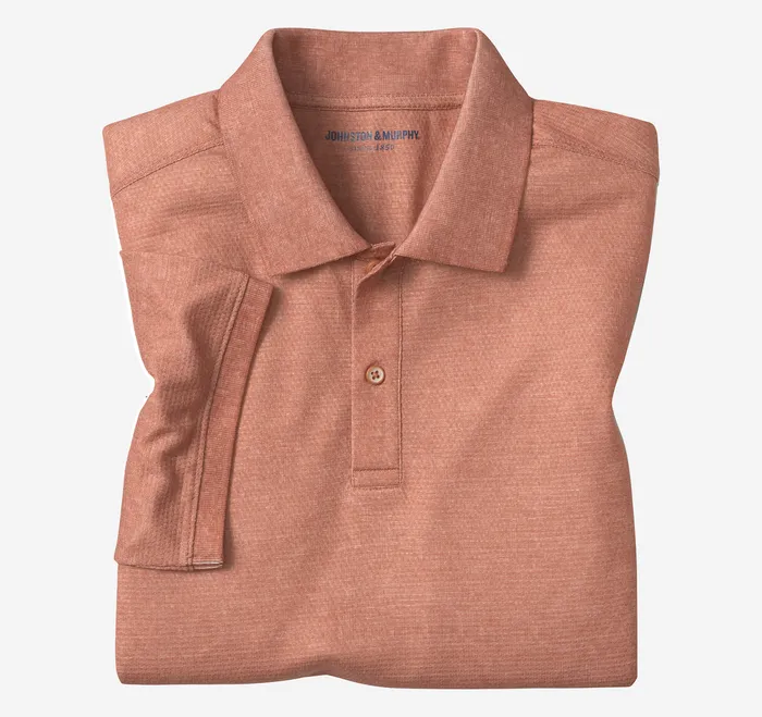 Polos and Tees Textured Print Polo Orange 8211 Johnston and Murphy Men