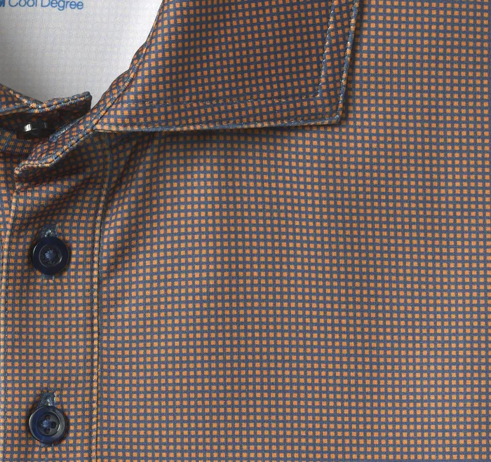 Polos and Tees XC4 Performance Gingham Polos Cool Degree OrangeNavy Mini Gingham Johnston and Murphy Men