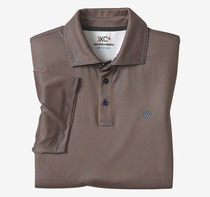 Polos and Tees XC4 Performance Gingham Polos Cool Degree OrangeNavy Mini Gingham Johnston and Murphy Men