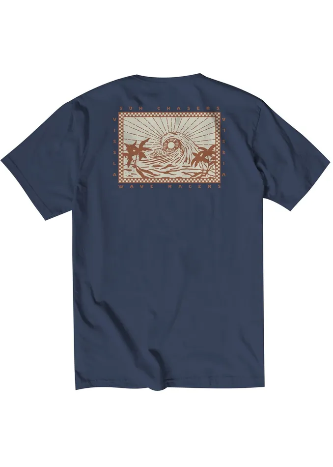 Premium Tees Men Vissla Wave Racers Organic Pkt Tee Dark Denim