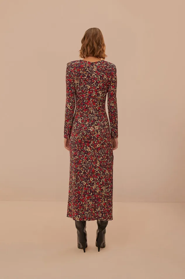 Purple Chelsea Garden Flowers Knot Maxi Dress Women Farm Rio Maxi Dresses