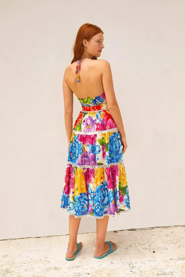 Rainbow Chita Flower Midi Dress Women Farm Rio Midi Dresses