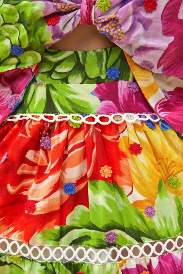 Rainbow Chita Flower Midi Dress Women Farm Rio Midi Dresses