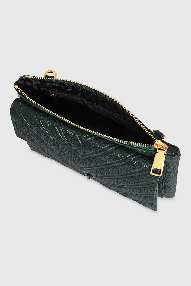 Rebecca Minkoff Edie Embossed Top Zip Crossbody Dark Envy Women Crossbody Bags
