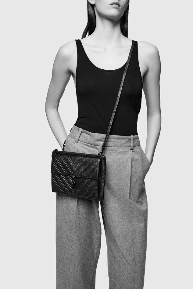 Rebecca Minkoff Edie Embossed Top Zip Crossbody Dark Envy Women Crossbody Bags