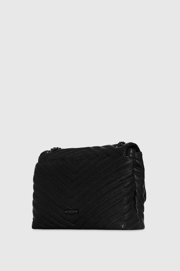 Rebecca Minkoff Edie Flap Shoulder Bag Blackblack Shellac Women Shoulder Bags