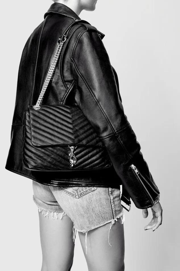 Rebecca Minkoff Edie Flap Shoulder Bag Blackblack Shellac Women Shoulder Bags