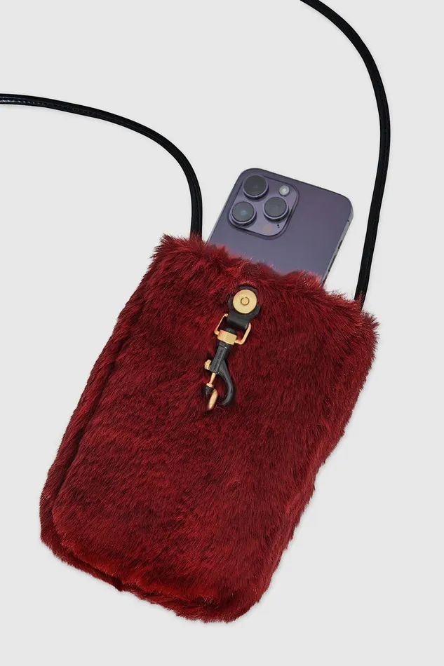Rebecca Minkoff Fur Phone Crossbody Maraschino Women Crossbody Bags