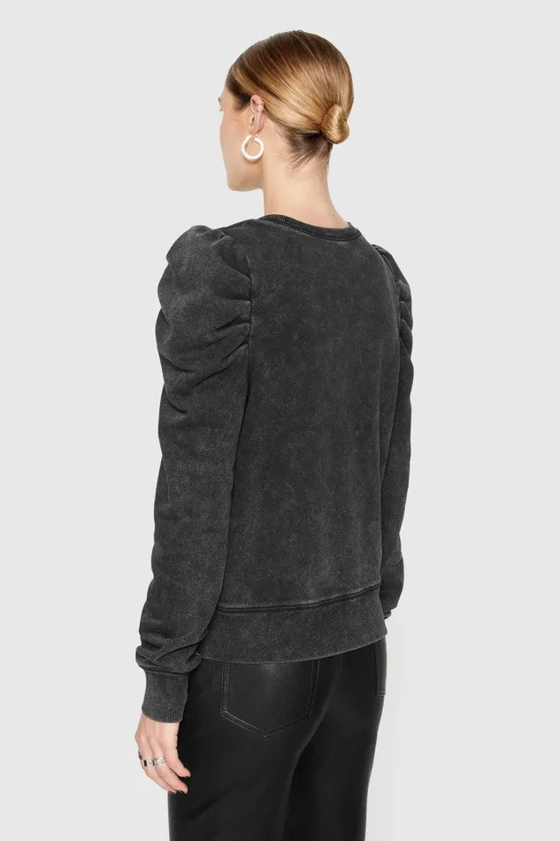 Rebecca Minkoff Janine Sweatshirt Acid Wash Black Women Tops