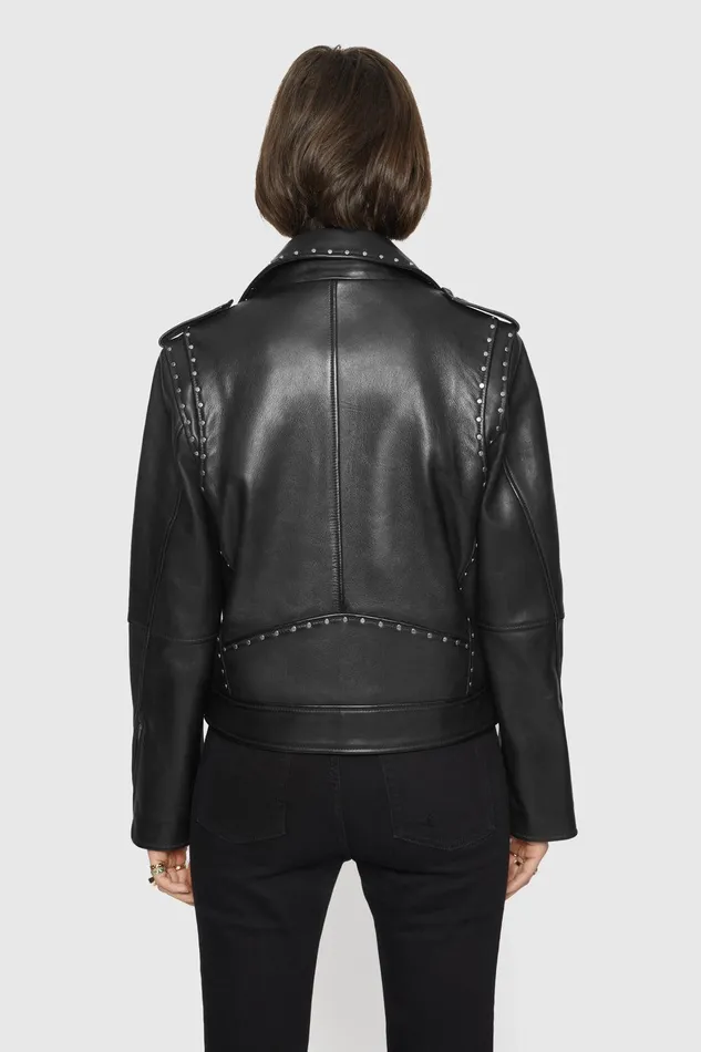 Rebecca Minkoff Jett Moto With Studs Black Women Leather