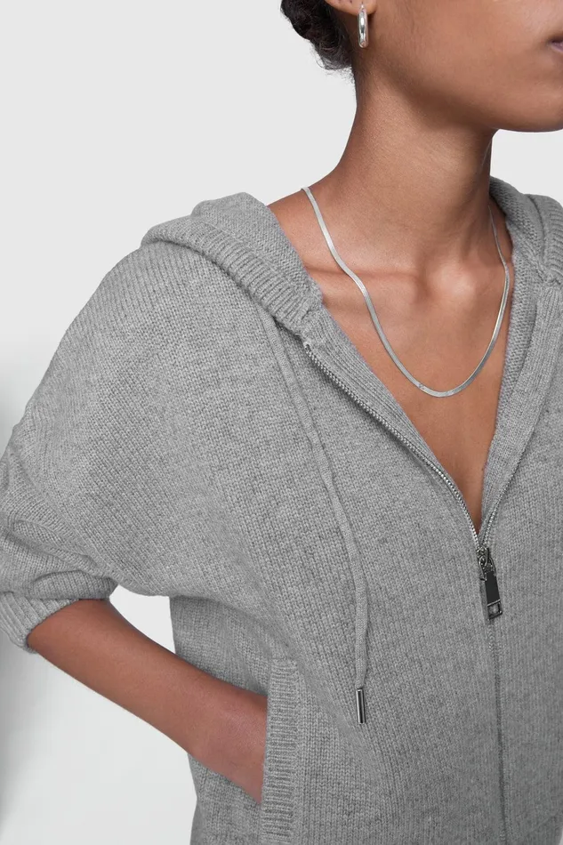 Rebecca Minkoff Quinn Zip Hoodie Heather Grey Women Sweaters and Sweatshirts