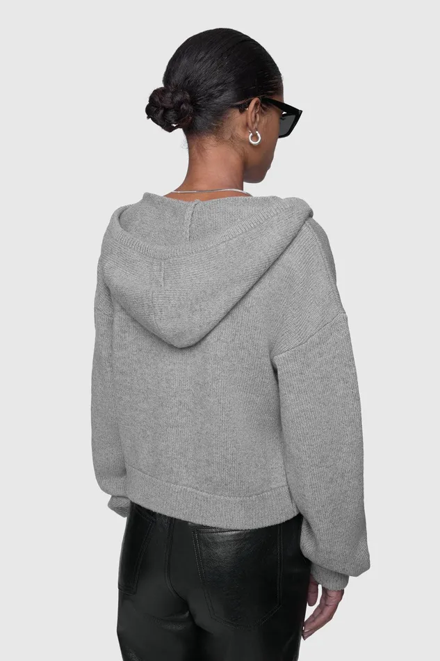 Rebecca Minkoff Quinn Zip Hoodie Heather Grey Women Sweaters and Sweatshirts