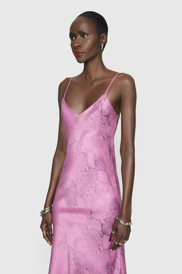 Rebecca Minkoff Verona Slip Dress Washed Python Light Wisteria Women Dresses