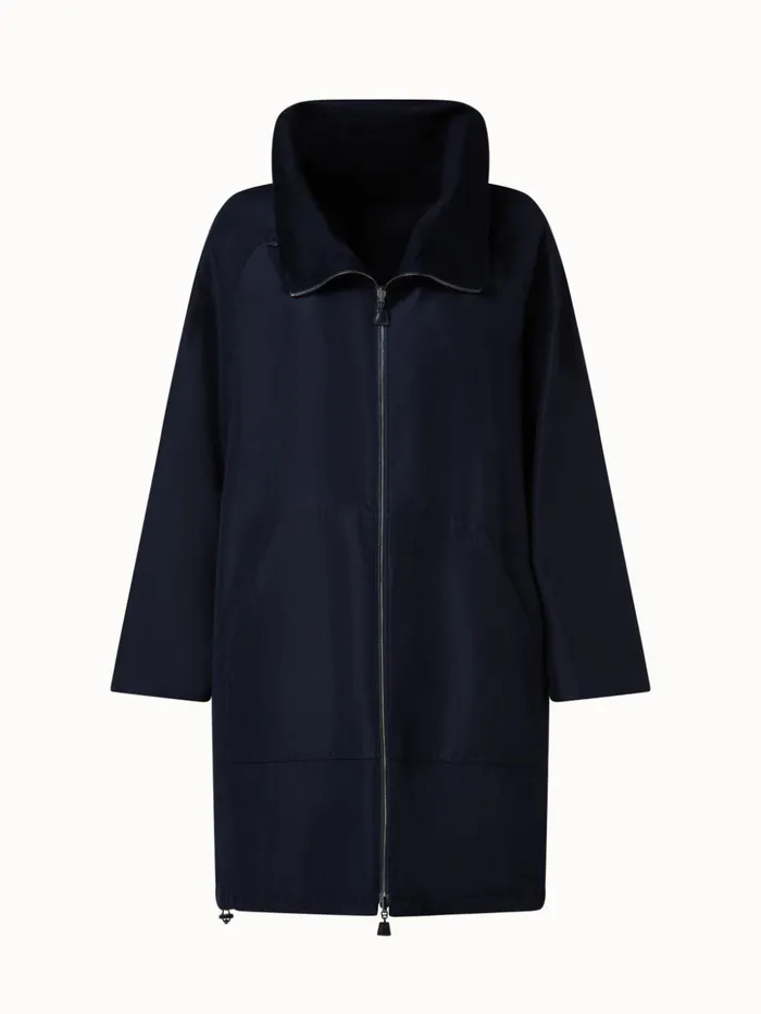 Reversible Cashmere And Silk Parka Aquamarine Women Akris Cashmere